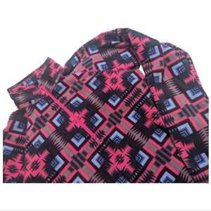 Eddie Bauer Women's Fleece 1/4 Zip Quest Aztec Jacket Pink & Black